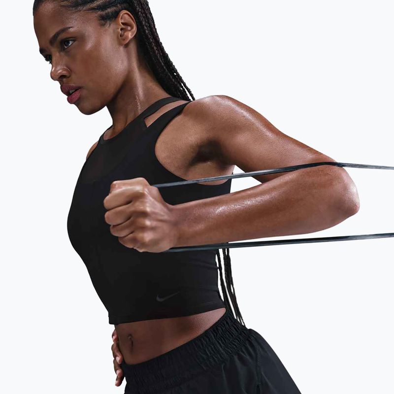 Damen Trainingstop Nike One Fitted Dri-Fit Cropped Tank schwarz/dunkel rauchgrau 4