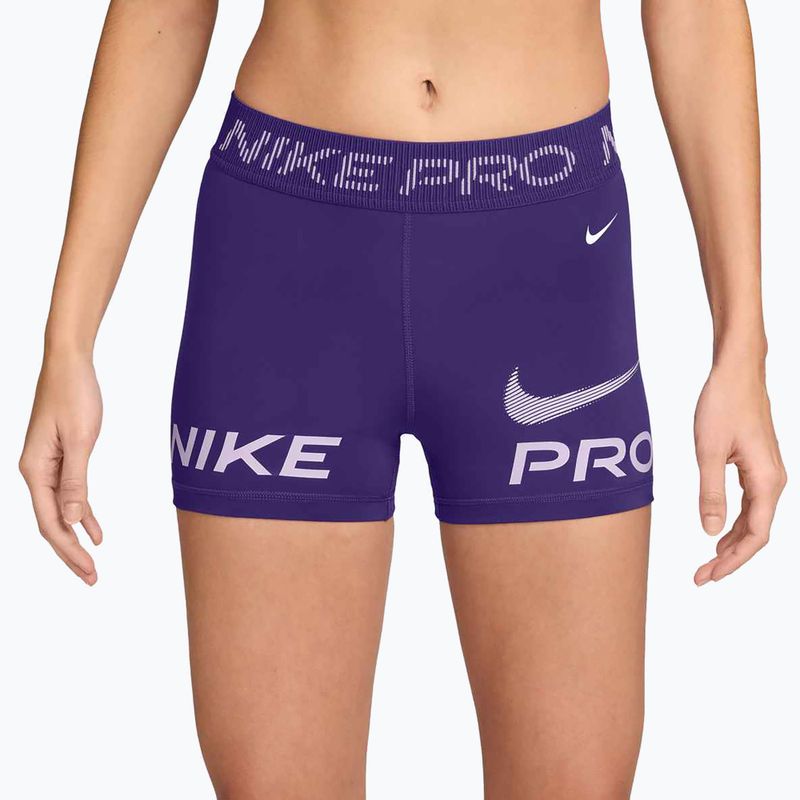 Damen Biker-Shorts Nike Pro Mid-Rise Biker 3" court purple/doll/white