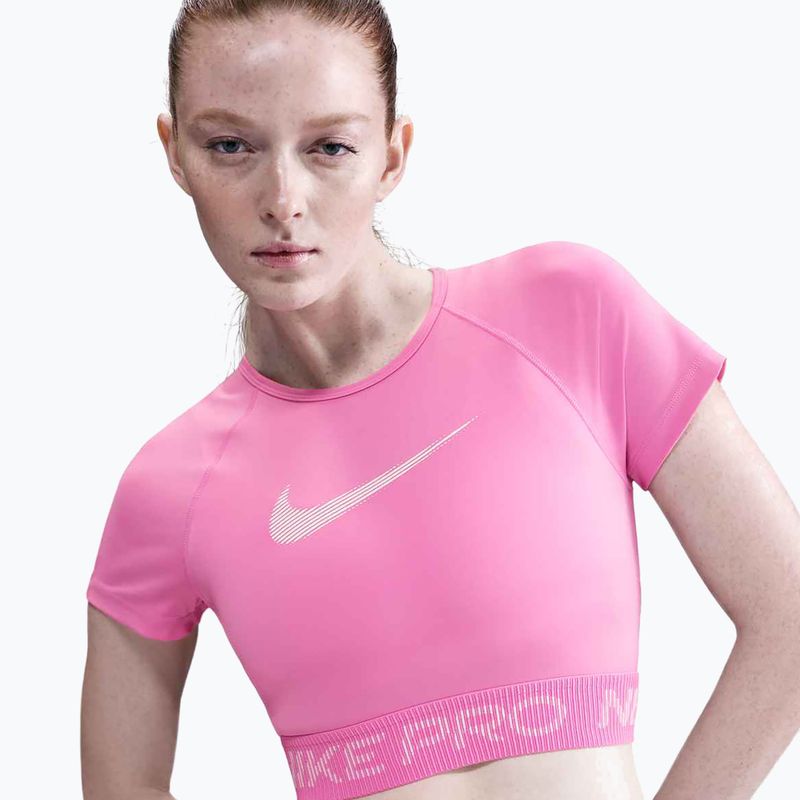 Nike Pro Dri-Fit Grafik Cropped verspieltes rosa/rosa Schaumstoff/weißes Damen Trainingstop 4