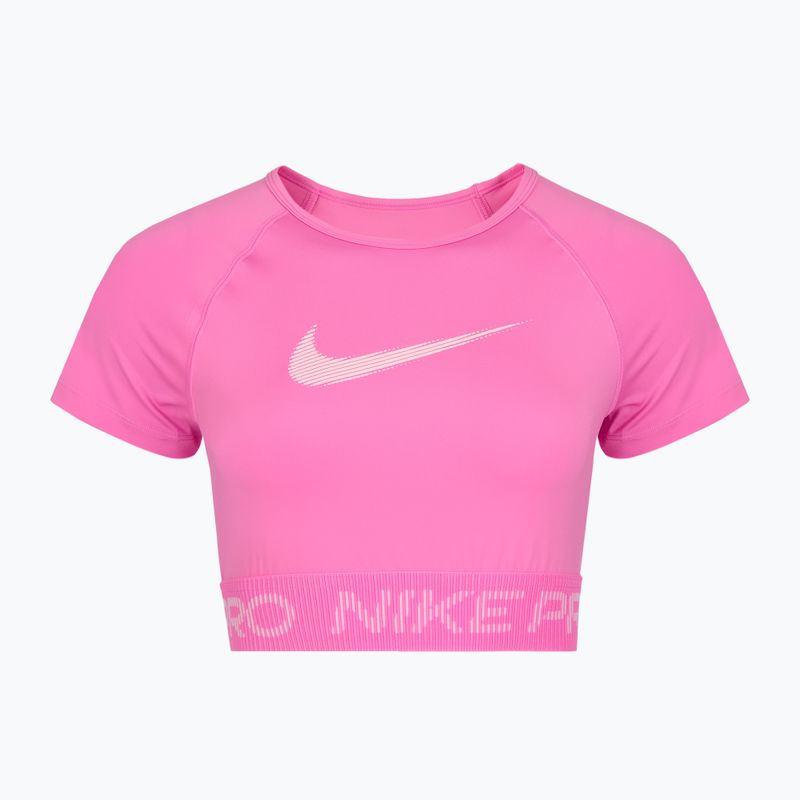 Nike Pro Dri-Fit Grafik Cropped verspieltes rosa/rosa Schaumstoff/weißes Damen Trainingstop 7