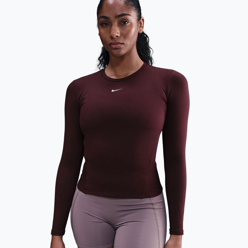 Damen-Langarmshirt Nike One Fitted Dri-Fit burgundy crush/white
