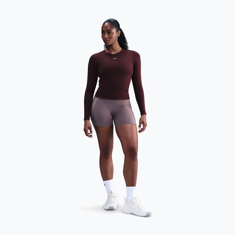 Damen-Langarmshirt Nike One Fitted Dri-Fit burgundy crush/white 2