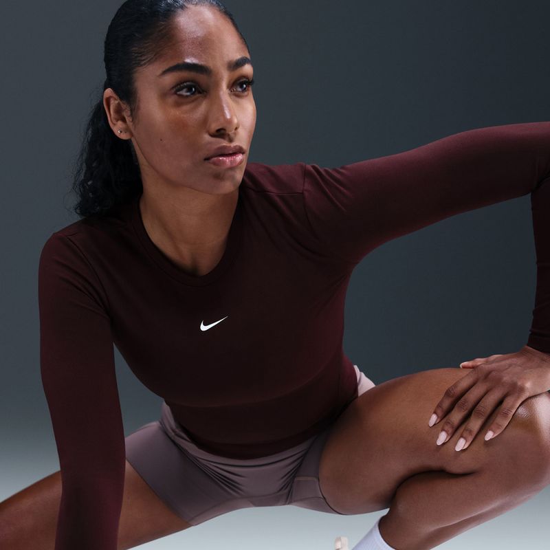 Damen-Langarmshirt Nike One Fitted Dri-Fit burgundy crush/white 5
