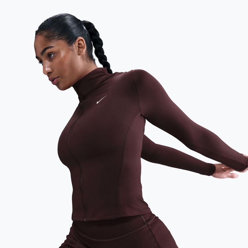 Damen-Trainingspullover Nike One Fitted Dri-Fit Full-Zip burgundy crush/white 4