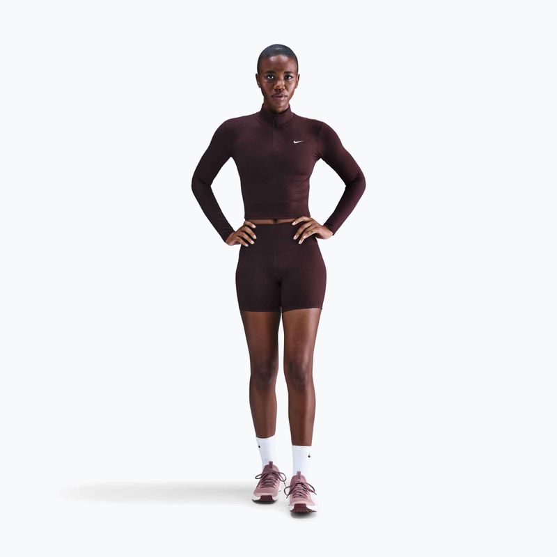 Damen-Langarmshirt Nike One Fitted Dri-Fit 1/4 Zip Mid Layer burgundy crush/white 2