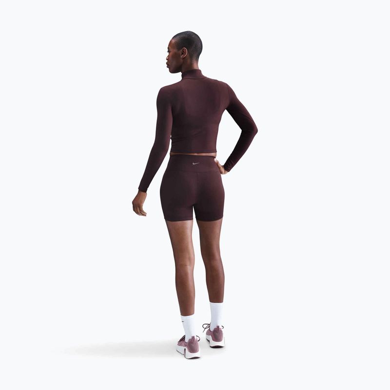 Damen-Langarmshirt Nike One Fitted Dri-Fit 1/4 Zip Mid Layer burgundy crush/white 3