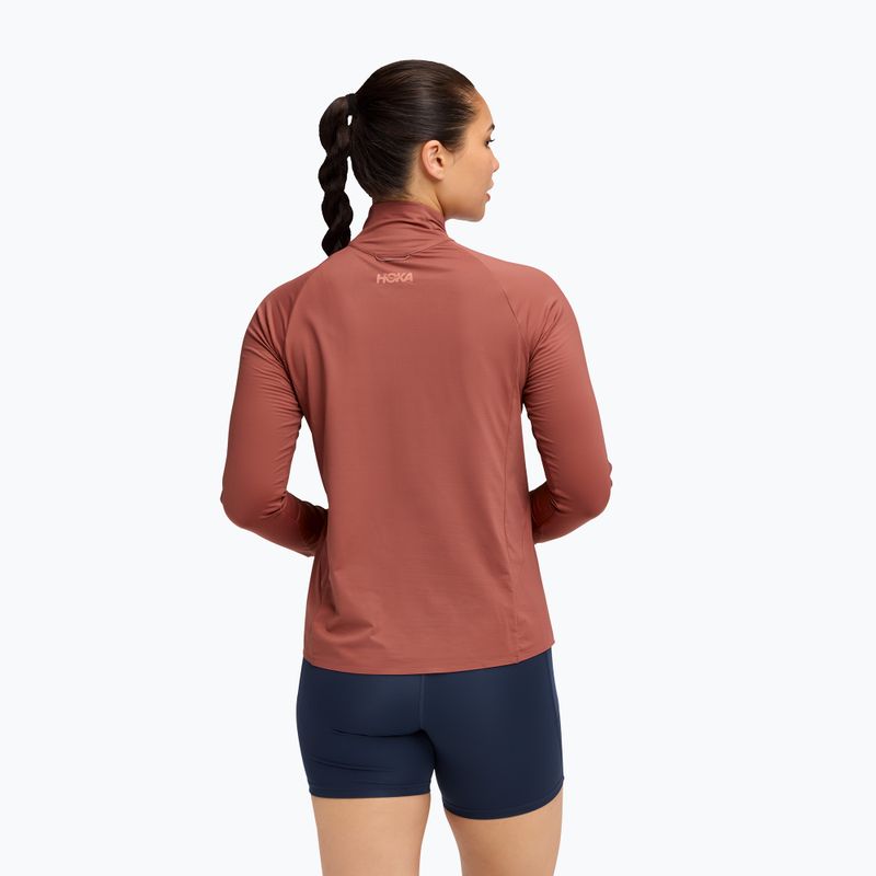 Damen-Laufpullover HOKA GlideTech Quarter Zip rouge 3