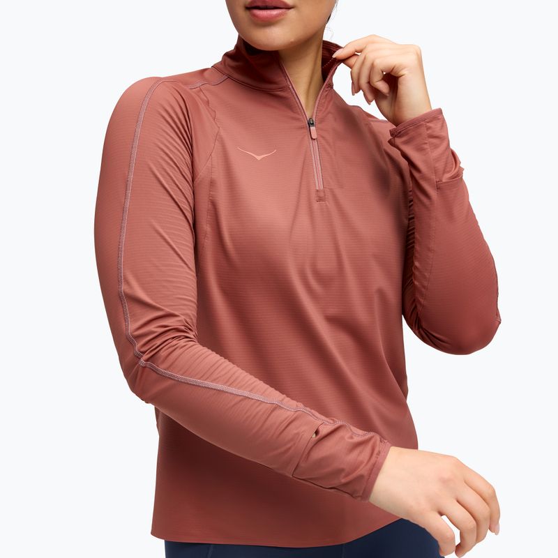 Damen-Laufpullover HOKA GlideTech Quarter Zip rouge 4