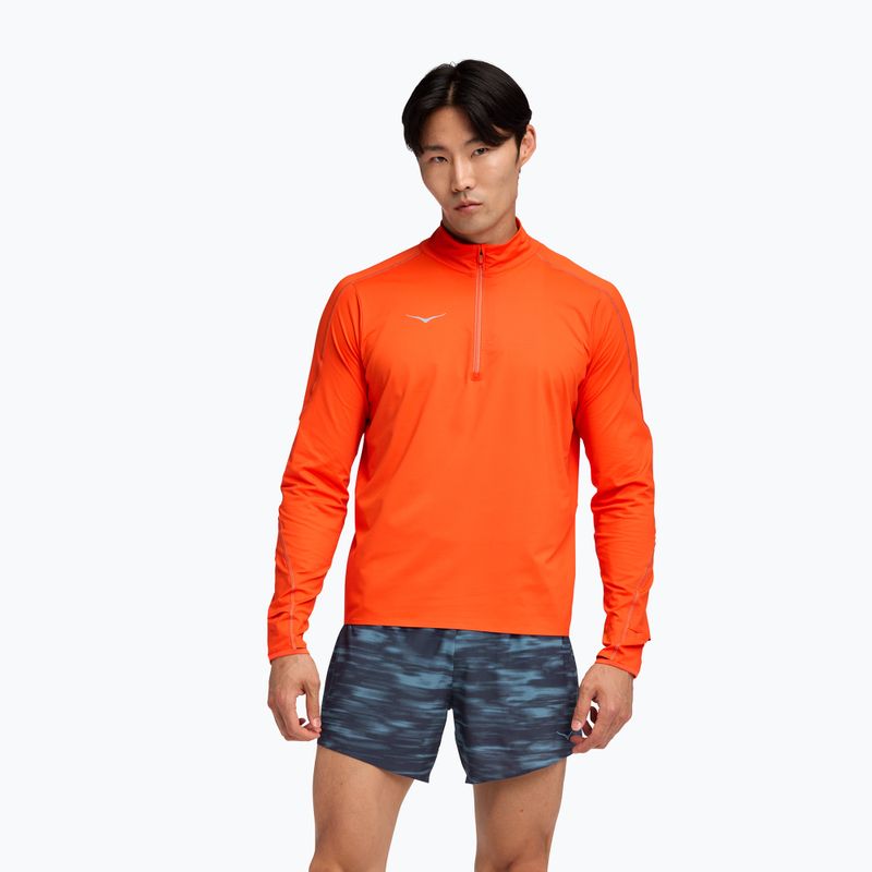 HOKA Herren Laufpullover GlideTech Quarter Zip lava