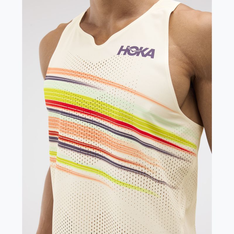 Laufshirt Herren HOKA Race Day Singlet alabaster flare 6