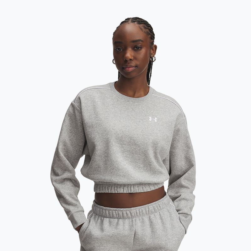 Hoodie Sweatshirt Damen Under Armour Rival Fleece Piped Crew mod gray light heather/white