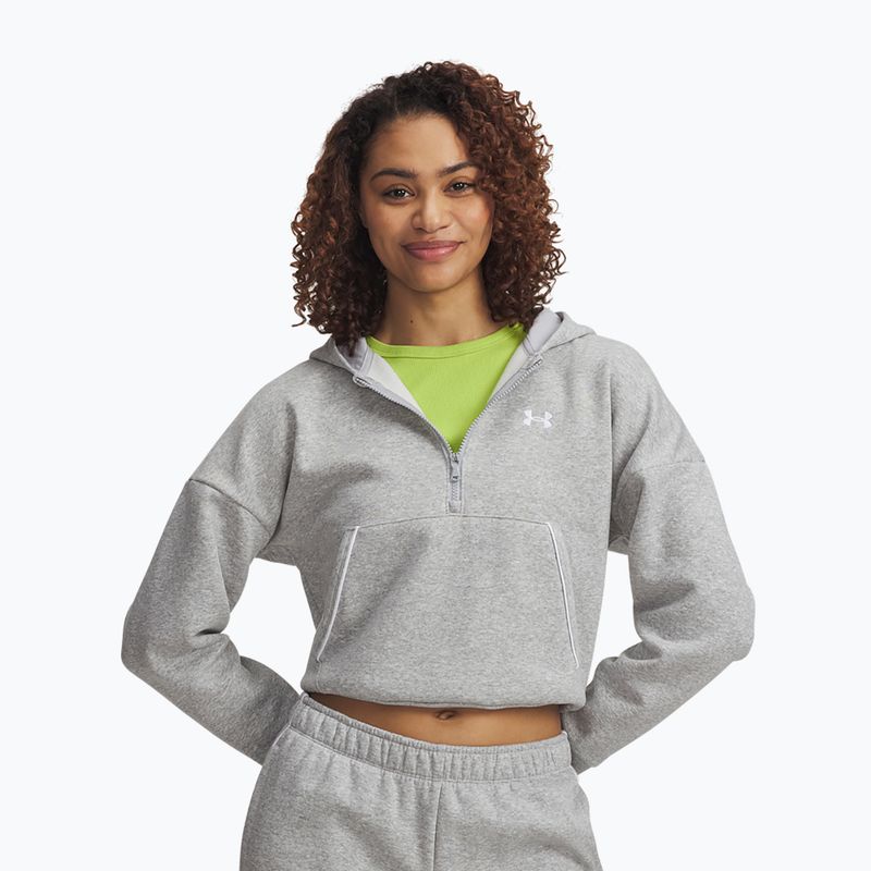 Damen-Sweatshirt Under Armour Rival Fleece Piped HZ Hoodie mod gray light heather/white