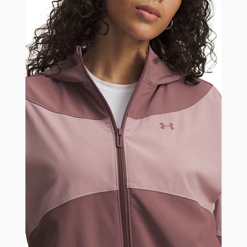 Jacke Damen Under Armour Rival Woven Hoody maroon mist tourmaline pink/maroon mist 3