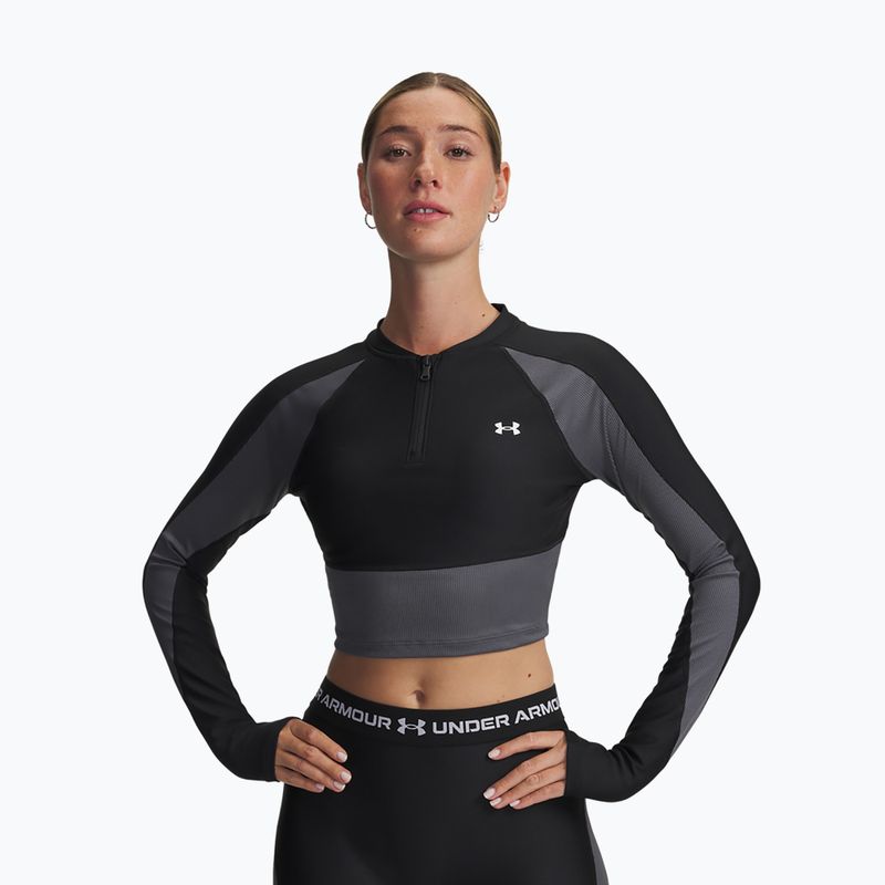 Trainings Longsleeve Damen Under Armour HeatGear Rib 1/4 Zip black/castlerock/white