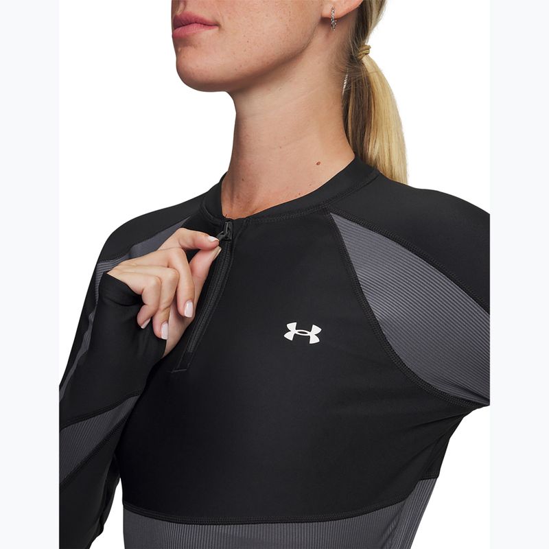 Trainings Longsleeve Damen Under Armour HeatGear Rib 1/4 Zip black/castlerock/white 3
