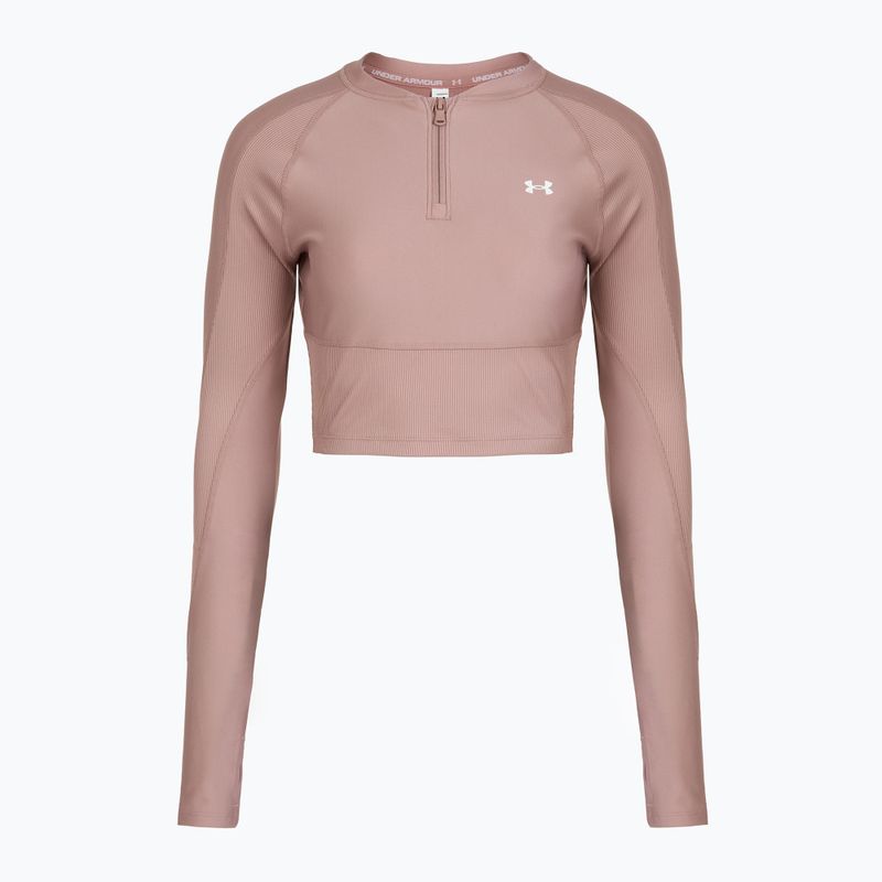 Trainings Longsleeve Damen Under Armour HeatGear Rib 1/4 Zip tourmaline pink/tourmaline pink/white