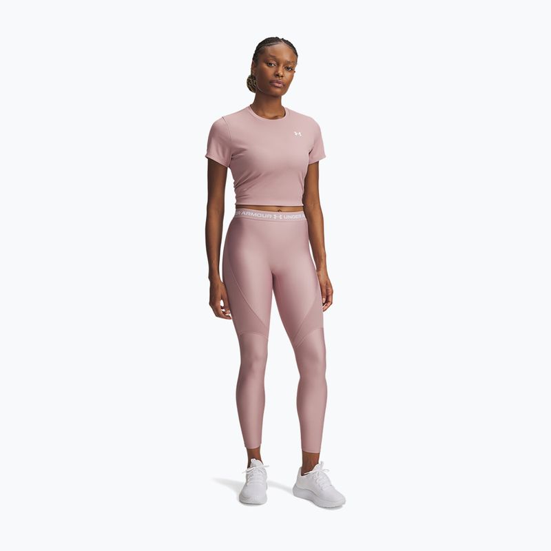 Damen-Leggings Under Armour HeatGear Rib tourmaline pink/tourmaline pink/white 2
