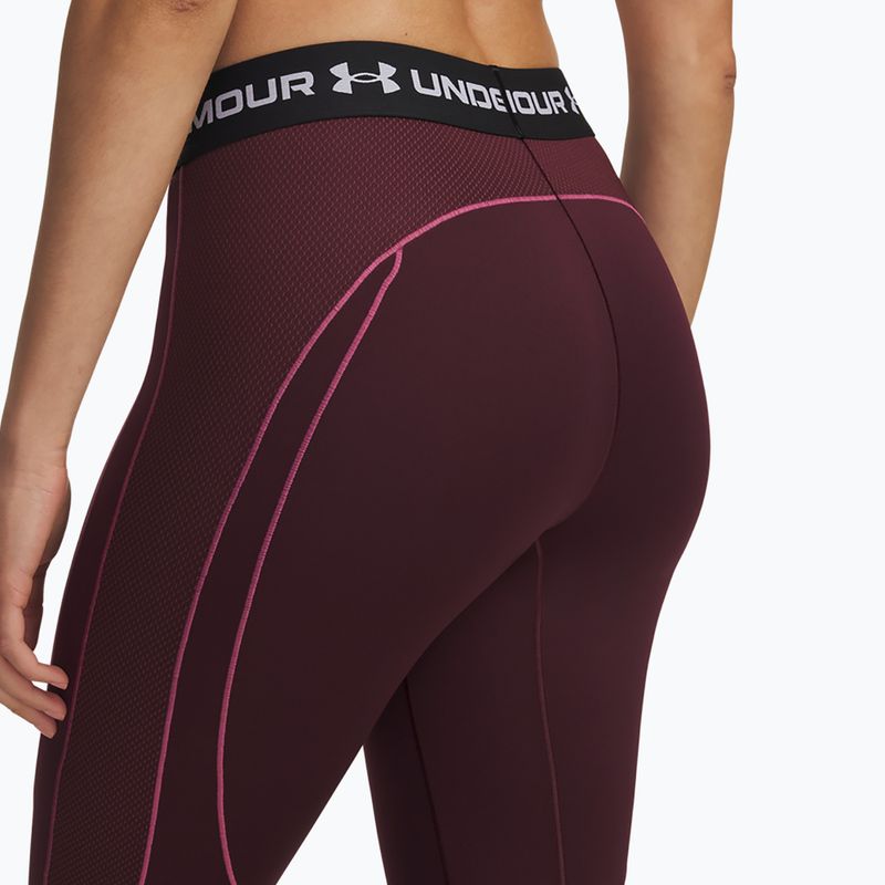 Damen Trainingsleggings Under Armour ColdGear Textured dark maroon/fuchsia dusk/white 4