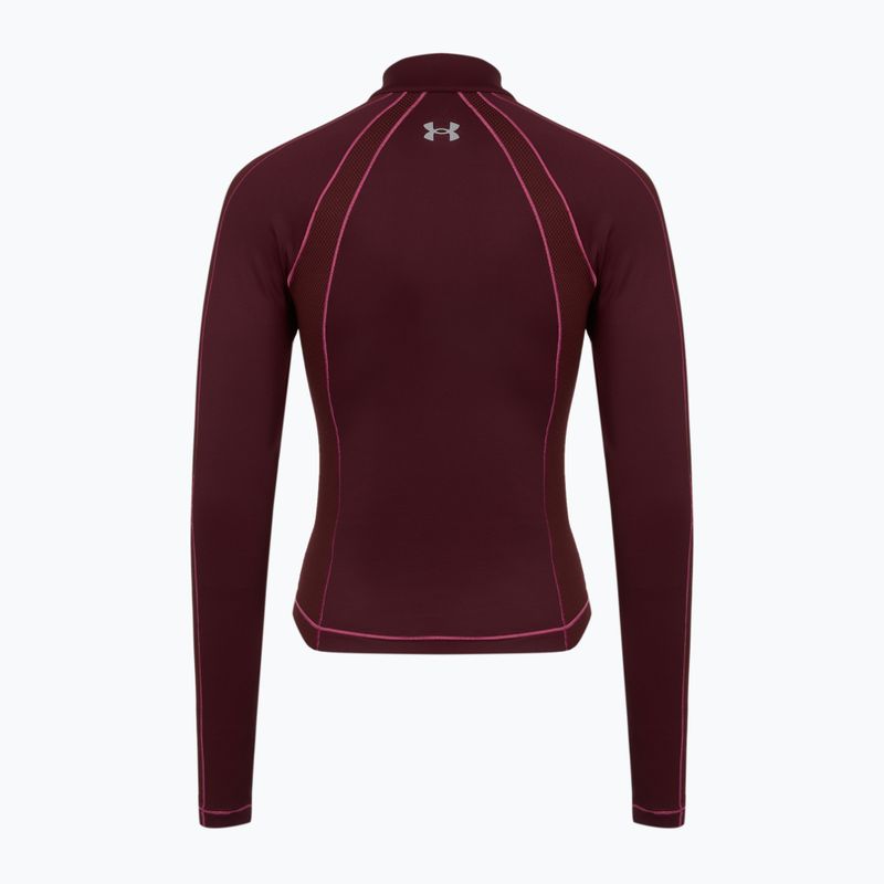 Herren-Shirt Under Armour ColdGear Textured 1/2 Zip dark maroon/fuchsia dusk/metallic silver 2