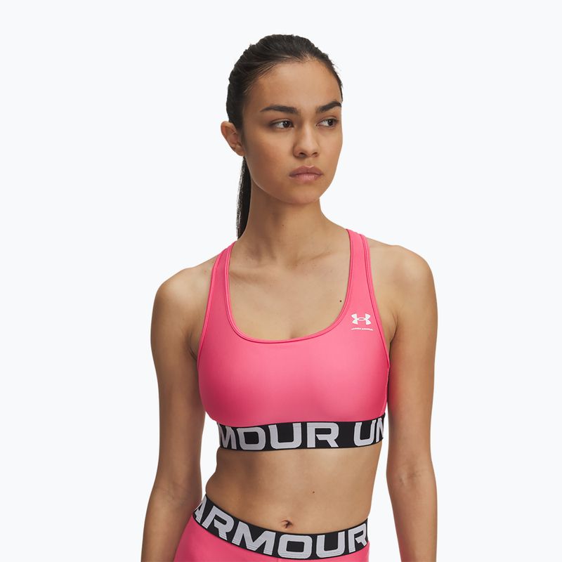 Under Armour HG Authentics Mid Branded Trainings-BH super pink/weiß