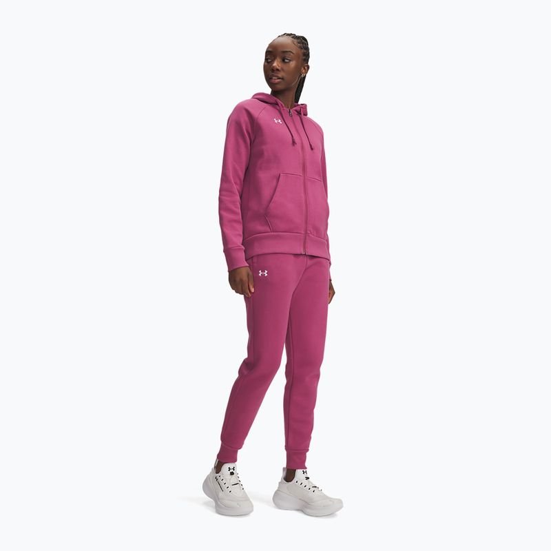 Damenhose Under Armour Rival Fleece dunkelweinrot/weiß fuchsienrosa dämmerung/weiß 2
