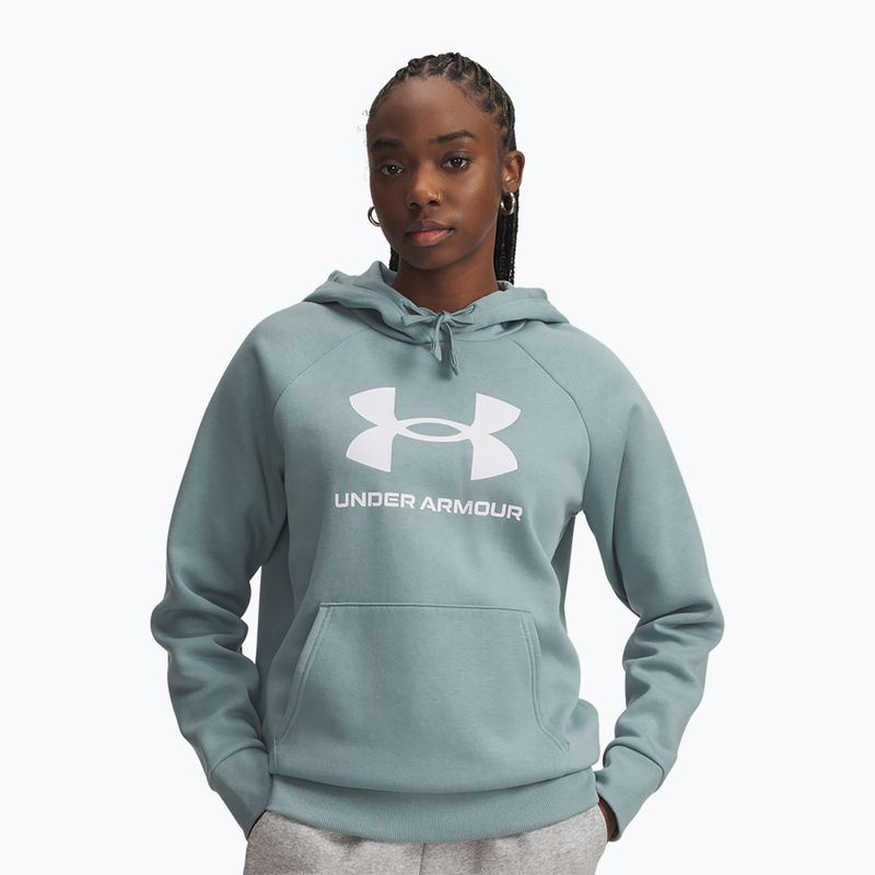 Hoodie Sweatshirt Damen Under Armour Rival Fleece Big Logo Hoody serpentine/white