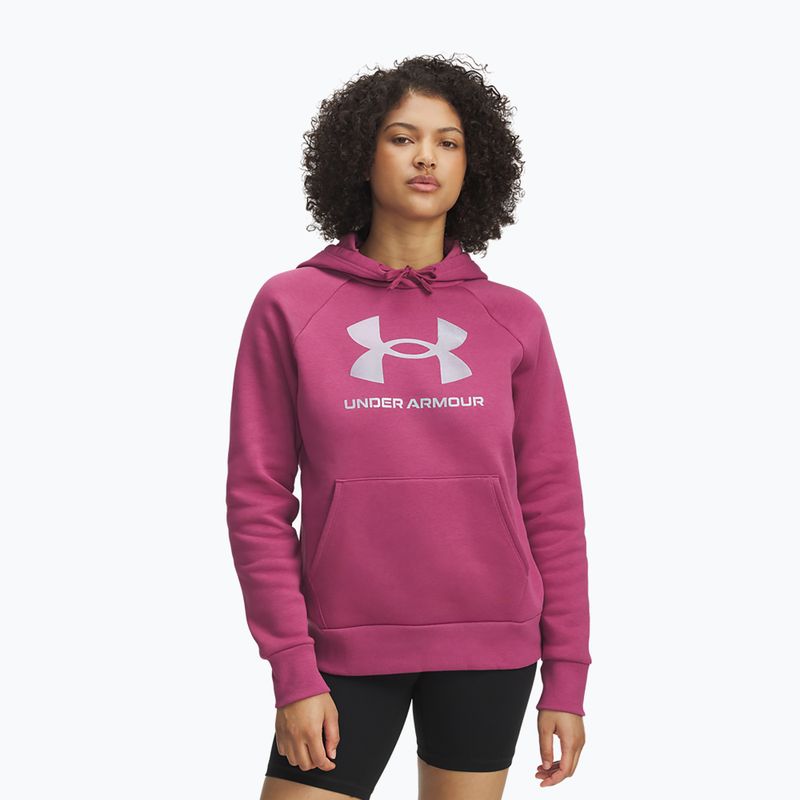 Hoodie Sweatshirt Damen Under Armour Rival Feelce Shimmer Hoody fuchsia dusk/irisdescent