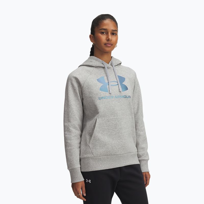 Hoodie Sweatshirt Damen Under Armour Rival Feelce Shimmer Hoody mod gray light heather/iridescent
