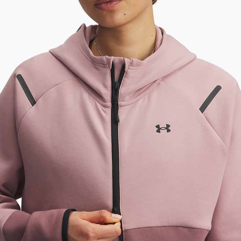 Damen-Sweatshirt Under Armour Unstoppable Fleece HZ tourmaline pink/maroon mist/black 3