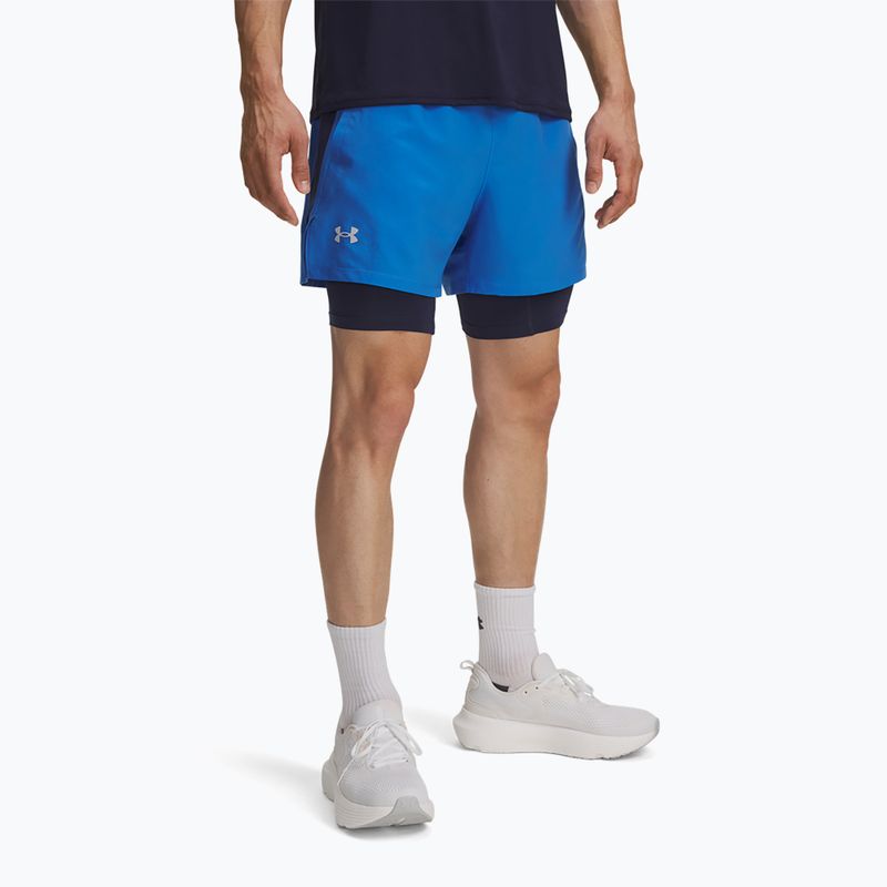 Herren-Laufshorts Under Armour Launch 5" 2in1 blue atlantis/washed navy/reflective