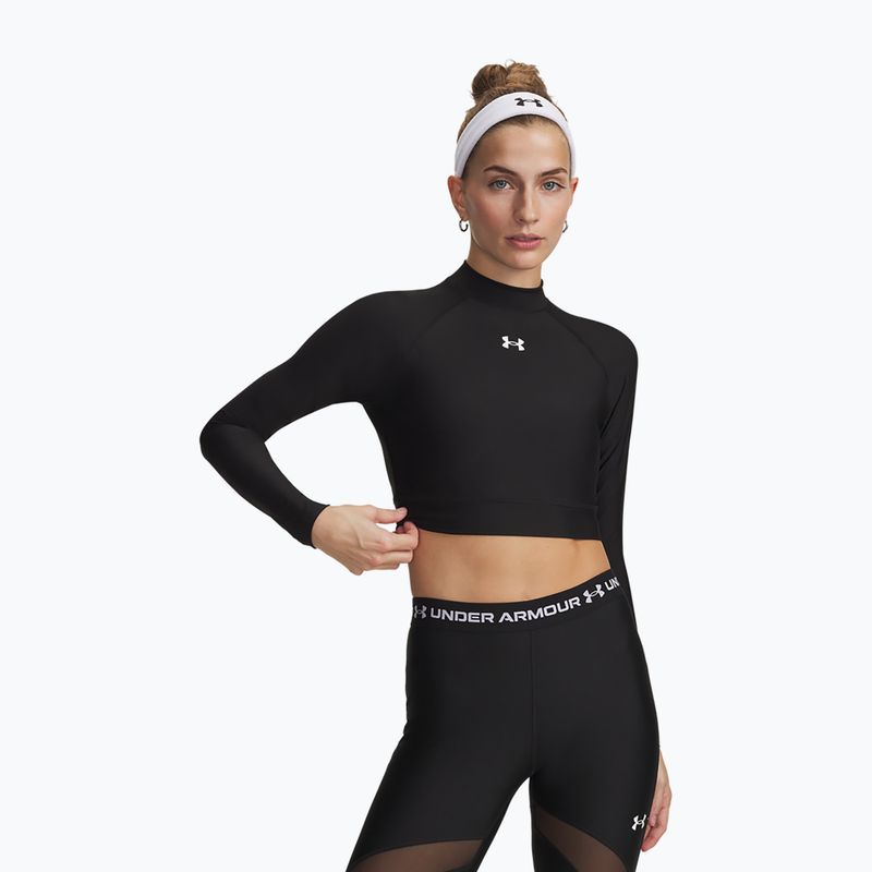 Damen-Trainings-Longsleeve Under Armour HeatGear Crop Mock Ultimate Black/White