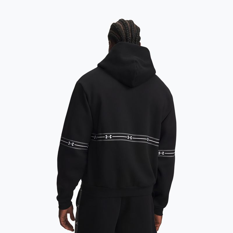 Herrenpullover Under Armour Icon Fleece Taped Full Zip ultimate black/white 2
