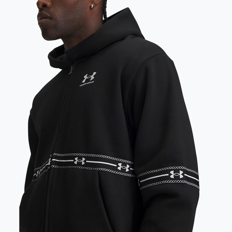 Herrenpullover Under Armour Icon Fleece Taped Full Zip ultimate black/white 3