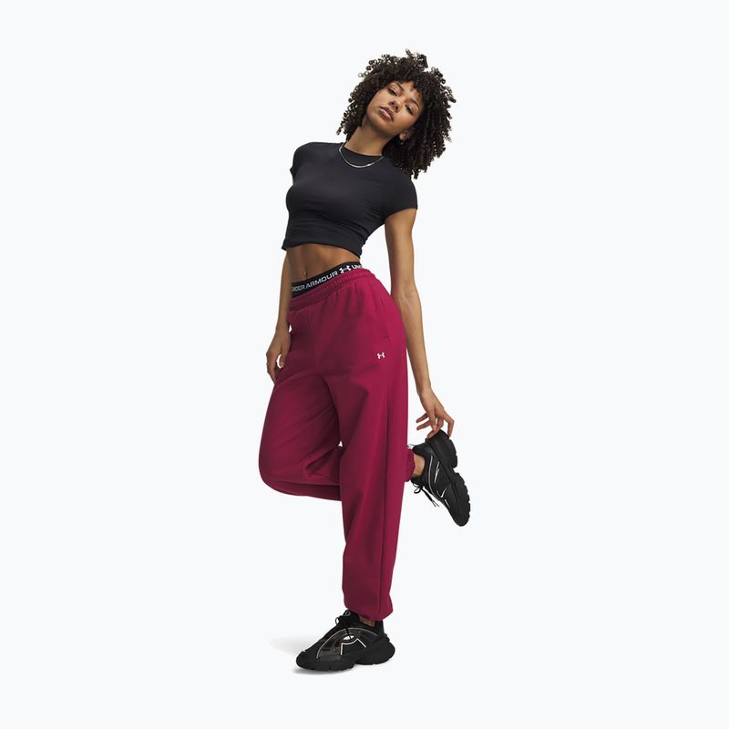 Damenhose Under Armour Icon Fleece Gym Pant claret/white 2