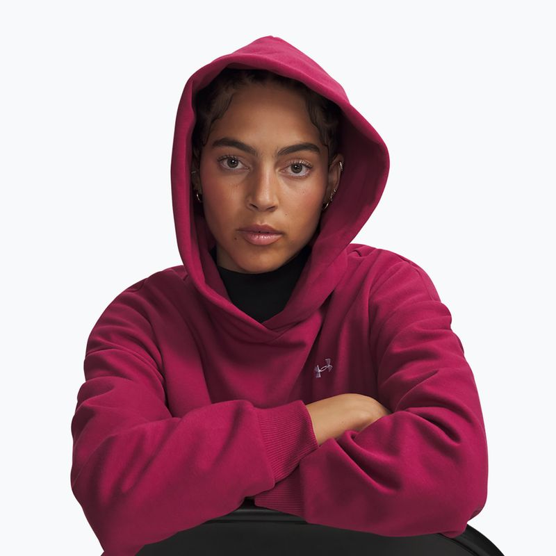 Damenpullover Under Armour Icon Fleece Hoodie claret/white 3