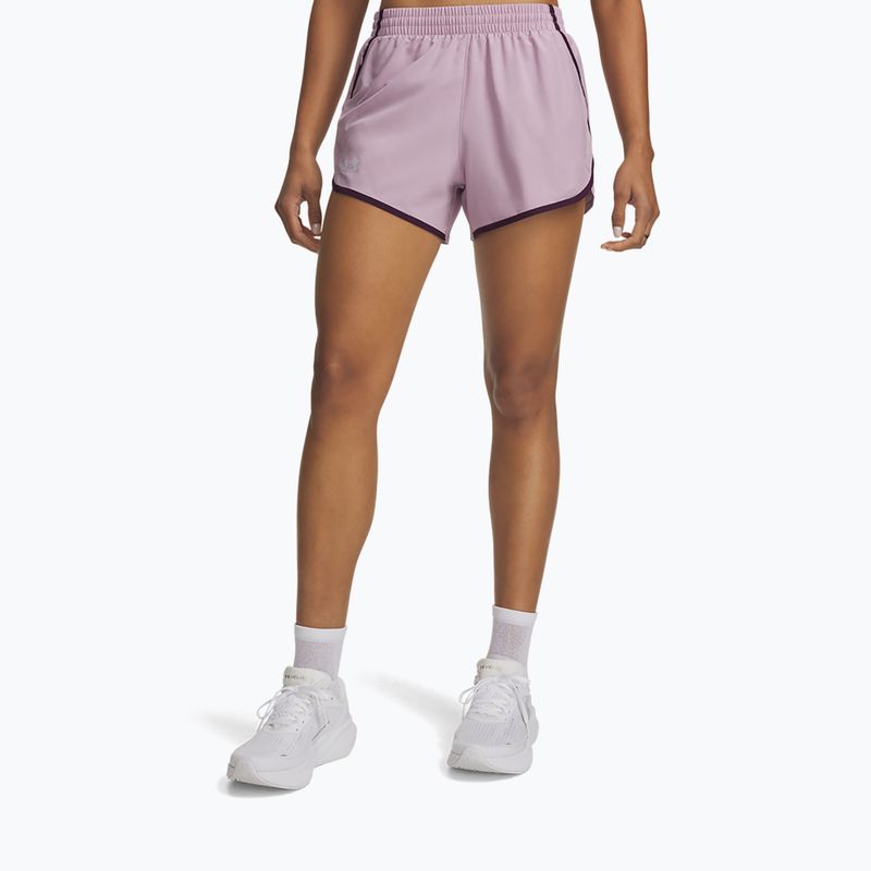 Damen-Laufshorts Under Armour Fly By 3" Shorts mauve pink/purple echo/reflective