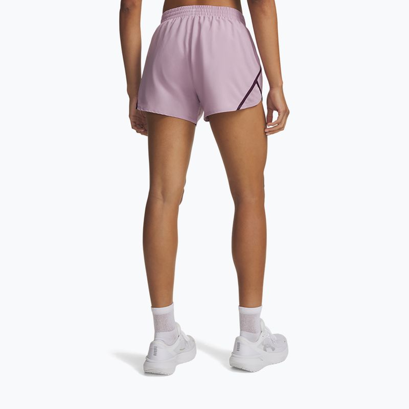 Damen-Laufshorts Under Armour Fly By 3" Shorts mauve pink/purple echo/reflective 3