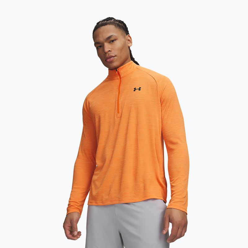 Herrenpullover Under Armour Tech Textured 1/2 Zip LS outrageous orange/black