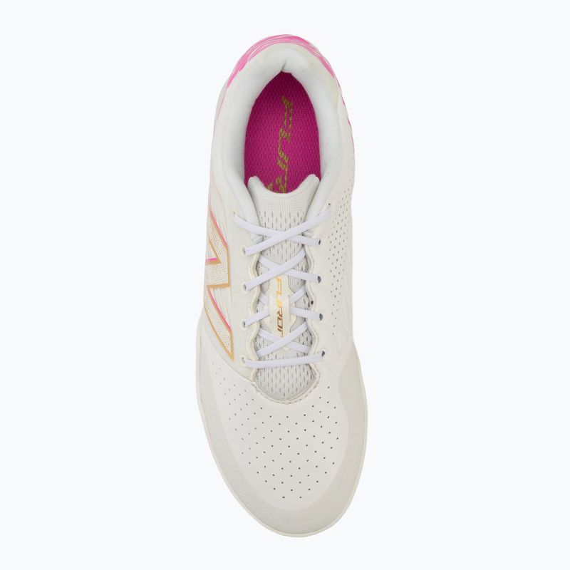 Fußballschuhe New Balance Furon Pro V8 IN pink heat/sea salt/gold metallic 5