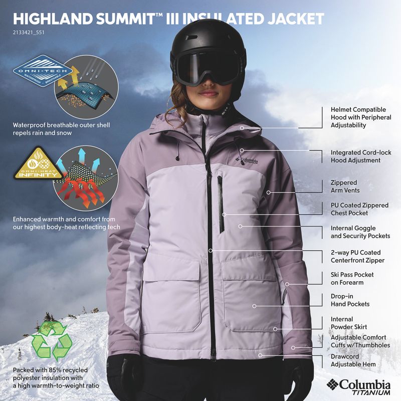 Damen-Skijacke Columbia Highland Summit III Insulated lavender pearl/shale purple 13