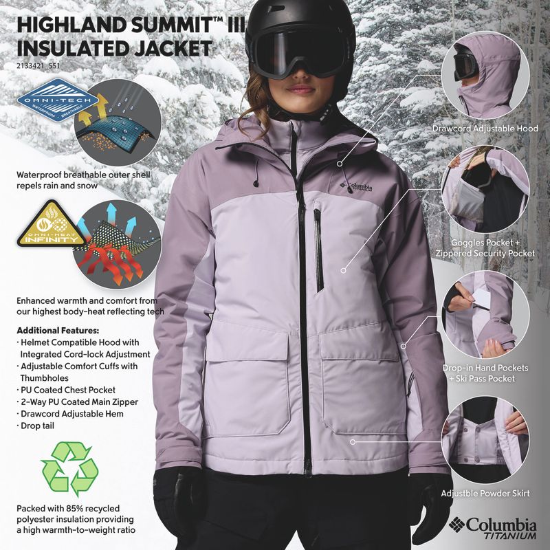 Damen-Skijacke Columbia Highland Summit III Insulated lavender pearl/shale purple 14
