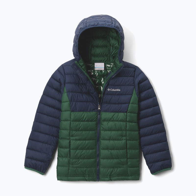 Kinderjacke Columbia Powder Lite II Hooded Rain Forest/Collegiate Navy 8