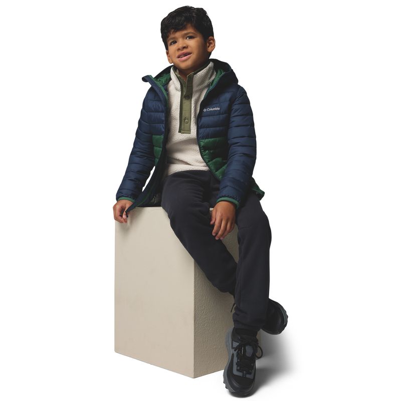 Kinderjacke Columbia Powder Lite II Hooded Rain Forest/Collegiate Navy 11