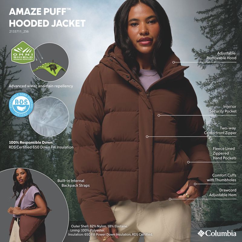 Damen-Daunenjacke Columbia Amaze Puff Hooded tobacco 17