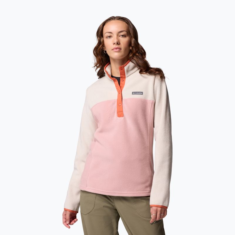 Damenfleecejacke Columbia Benton Springs 1/2 Snap eraser pink/dark stone/tuscan