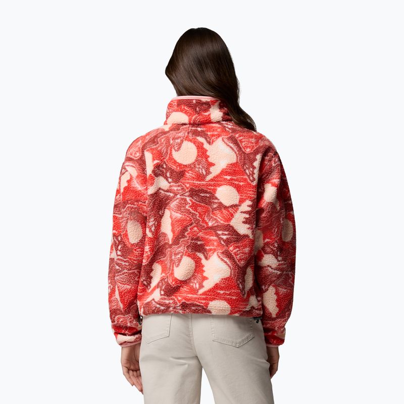 Damen-Fleecejacke Columbia Helvetia II Printed Cropped Half Snap poppy red/sunscape 3