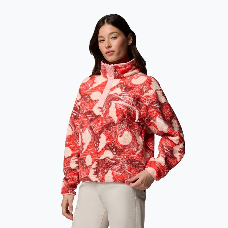 Damen-Fleecejacke Columbia Helvetia II Printed Cropped Half Snap poppy red/sunscape 4