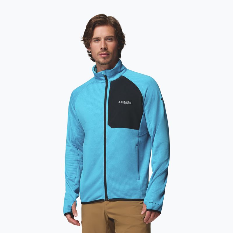 Herren Trekking-Sweatshirt Columbia Triple Canyon Grid Fleece Full Zip II compass blue heather/black 5