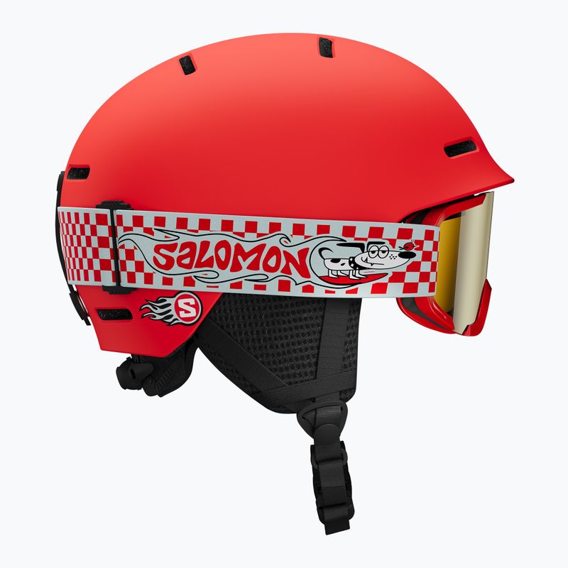 Kinder-Skihelm Salomon Player Combo + Skibrille XV Jr cherry tomato/red silver mirror 2