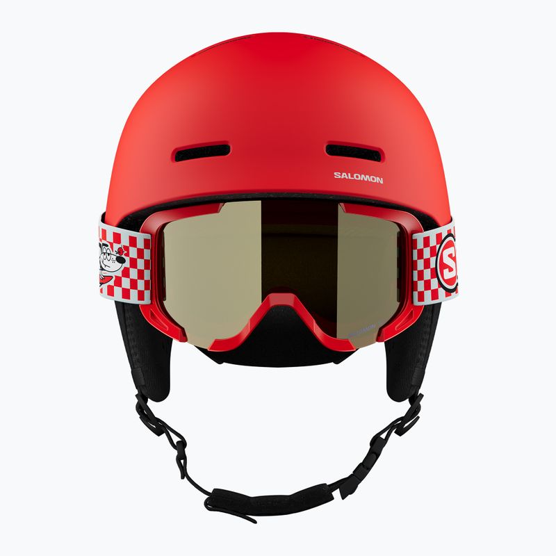 Kinder-Skihelm Salomon Player Combo + Skibrille XV Jr cherry tomato/red silver mirror 4